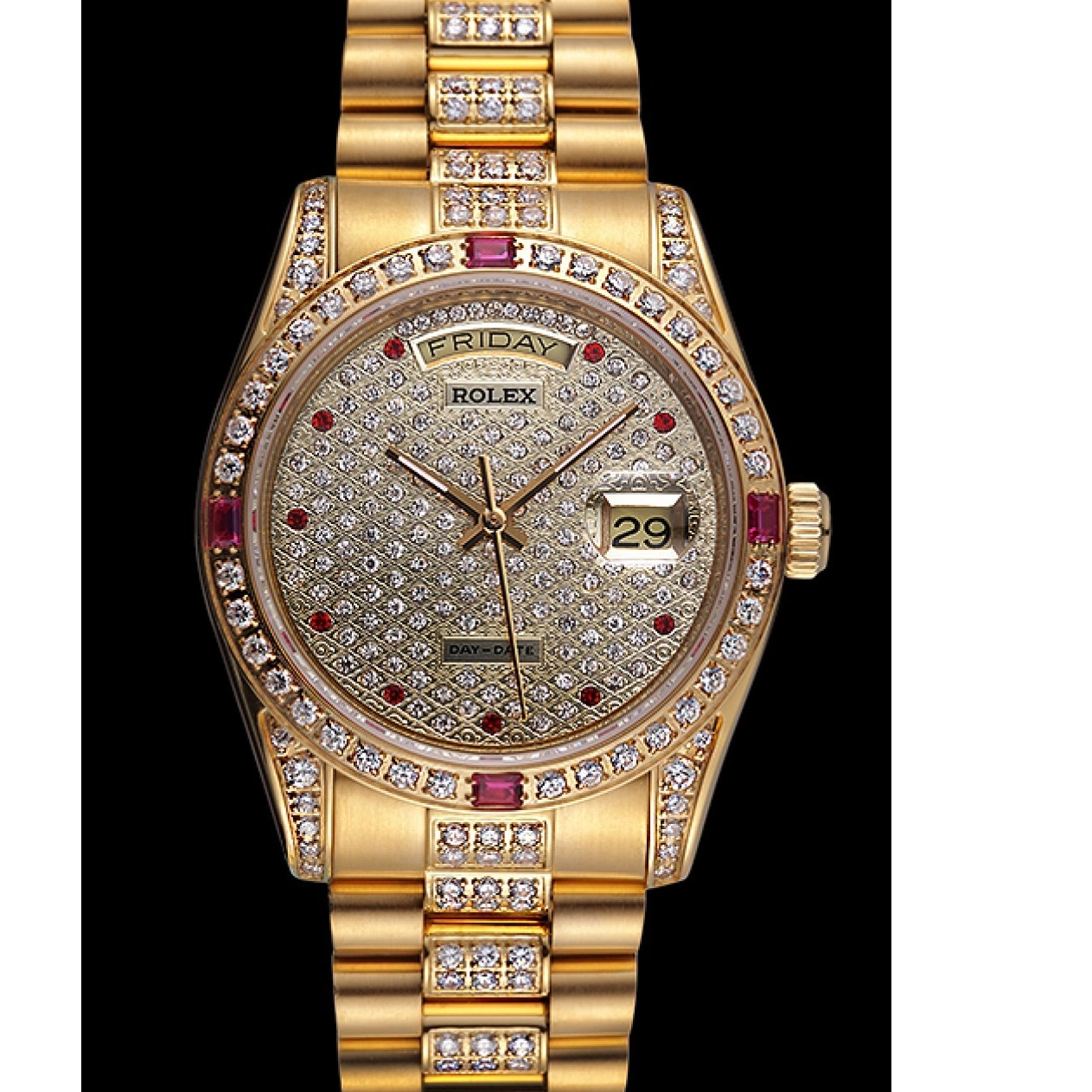Aaa replica watch 621614 Day-Date Diamonds Yellow Swiss Gold-srl184 Rolex 0602